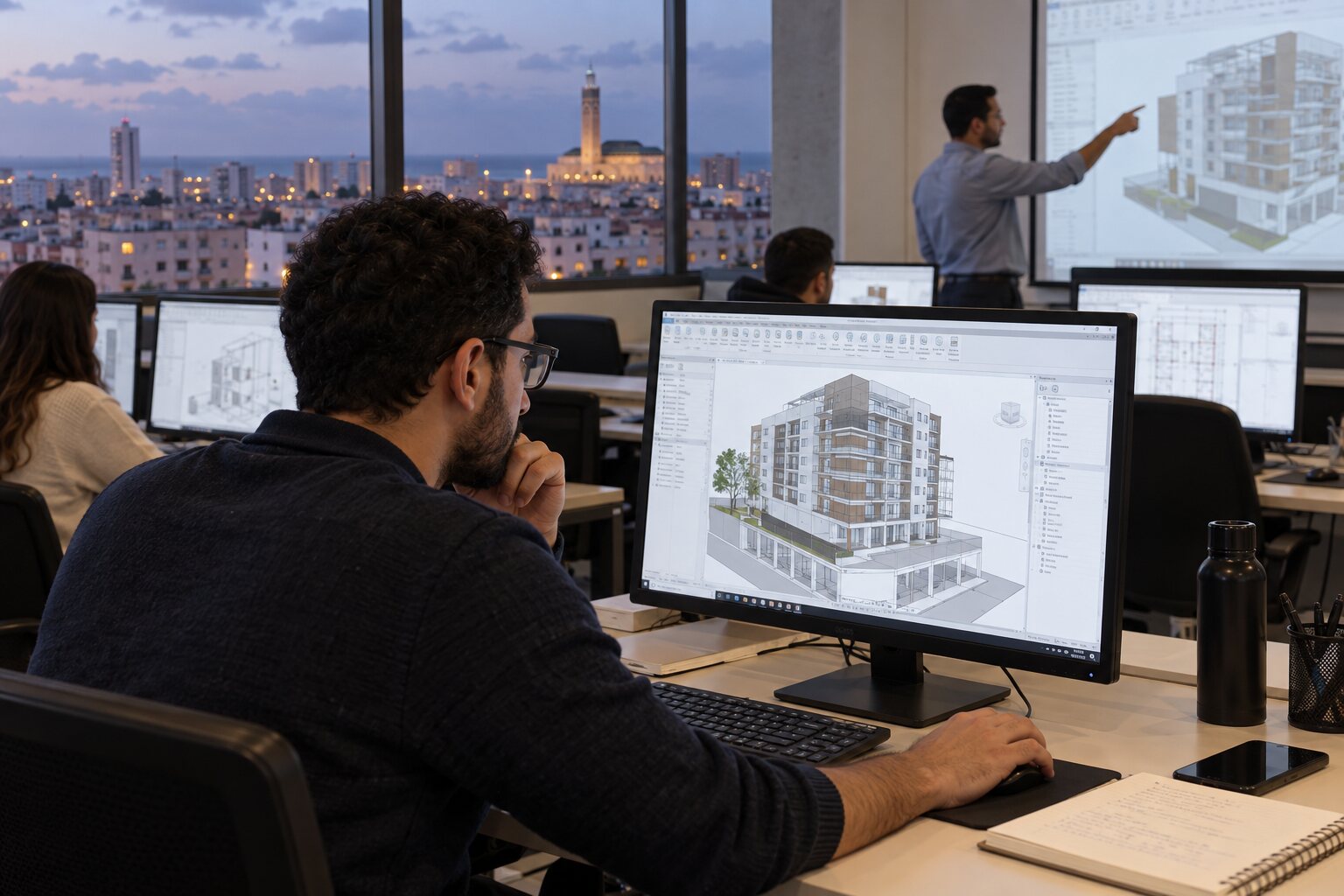 Apprenant pratiquant Revit le soir à Casablanca